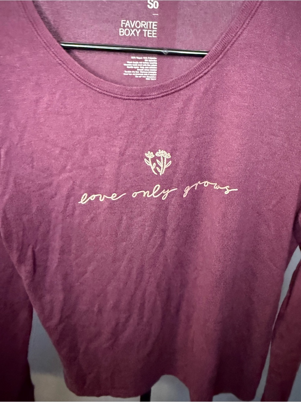Favorite Daughter Plum Long Sleeve Tee with Cream Script